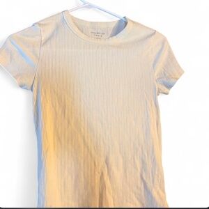 American Eagle Ribbed Crew Neck Tee in Yellow